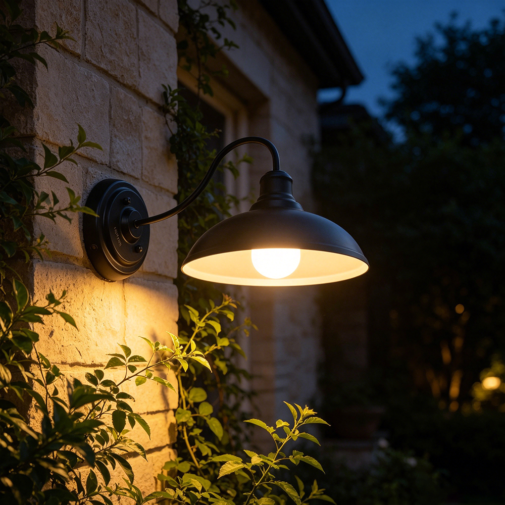 LIGHTESS Industrial Gooseneck Wall Lamp, Classic Black Metal Barn Lighting Fixture, Versatile Electric lamps for Hallway Farmhouse Garage Patio
