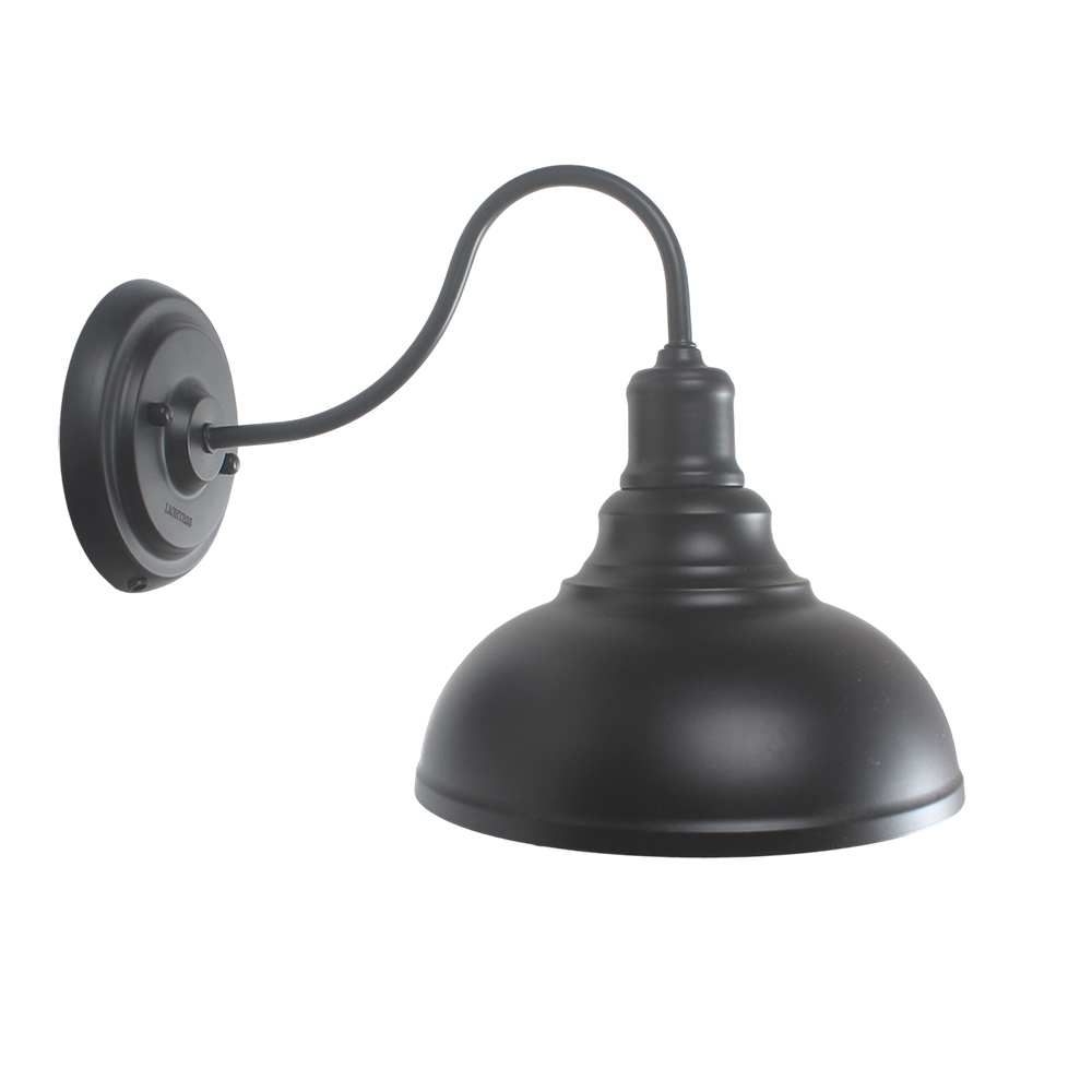 LIGHTESS Industrial Gooseneck Wall Lamp, Classic Black Metal Barn Lighting Fixture, Versatile Electric lamps for Hallway Farmhouse Garage Patio