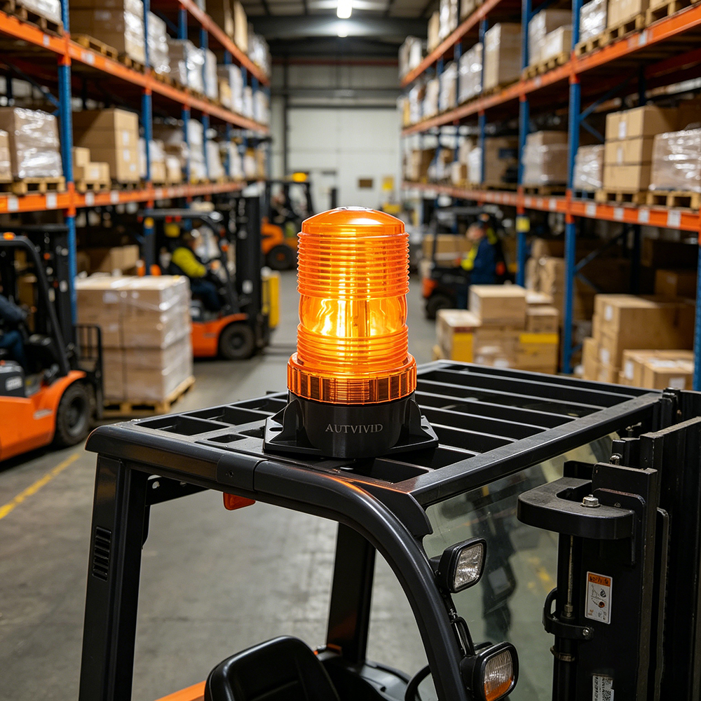 AUTVIVID Amber Strobe Light, High Intensity LED Beacon Emergency Lights for Vehicles, 12-24V Warning Safety Flashing Light for Trucks, Tractors, Forklifts, and Construction Vehicles