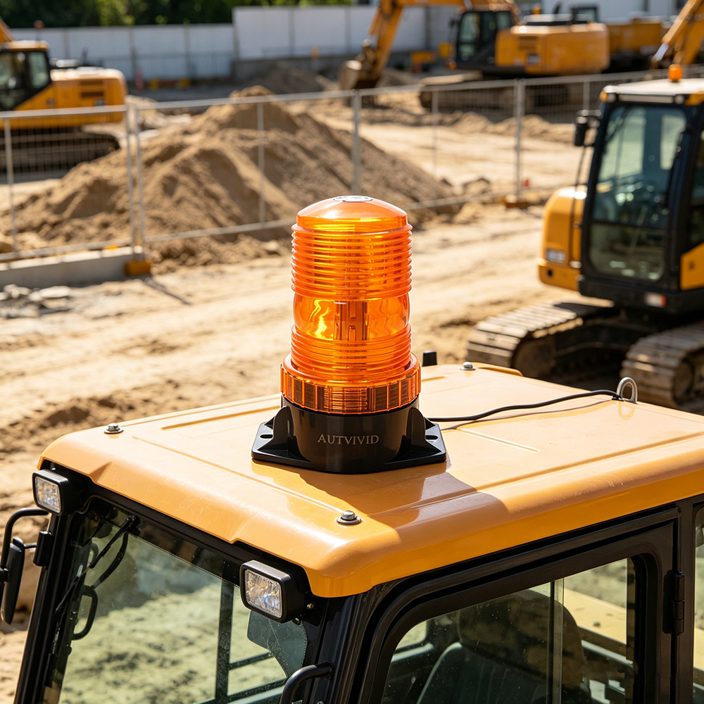 AUTVIVID Amber Strobe Light, High Intensity LED Beacon Emergency Lights for Vehicles, 12-24V Warning Safety Flashing Light for Trucks, Tractors, Forklifts, and Construction Vehicles