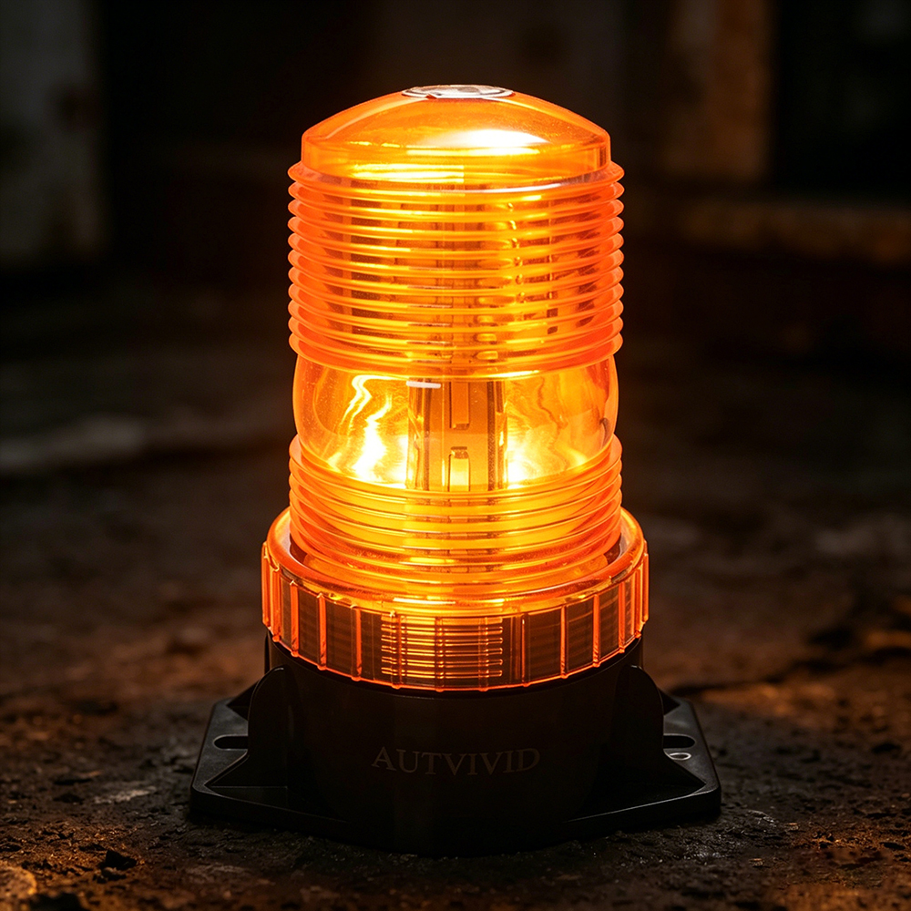 AUTVIVID Amber Strobe Light, High Intensity LED Beacon Emergency Lights for Vehicles, 12-24V Warning Safety Flashing Light for Trucks, Tractors, Forklifts, and Construction Vehicles