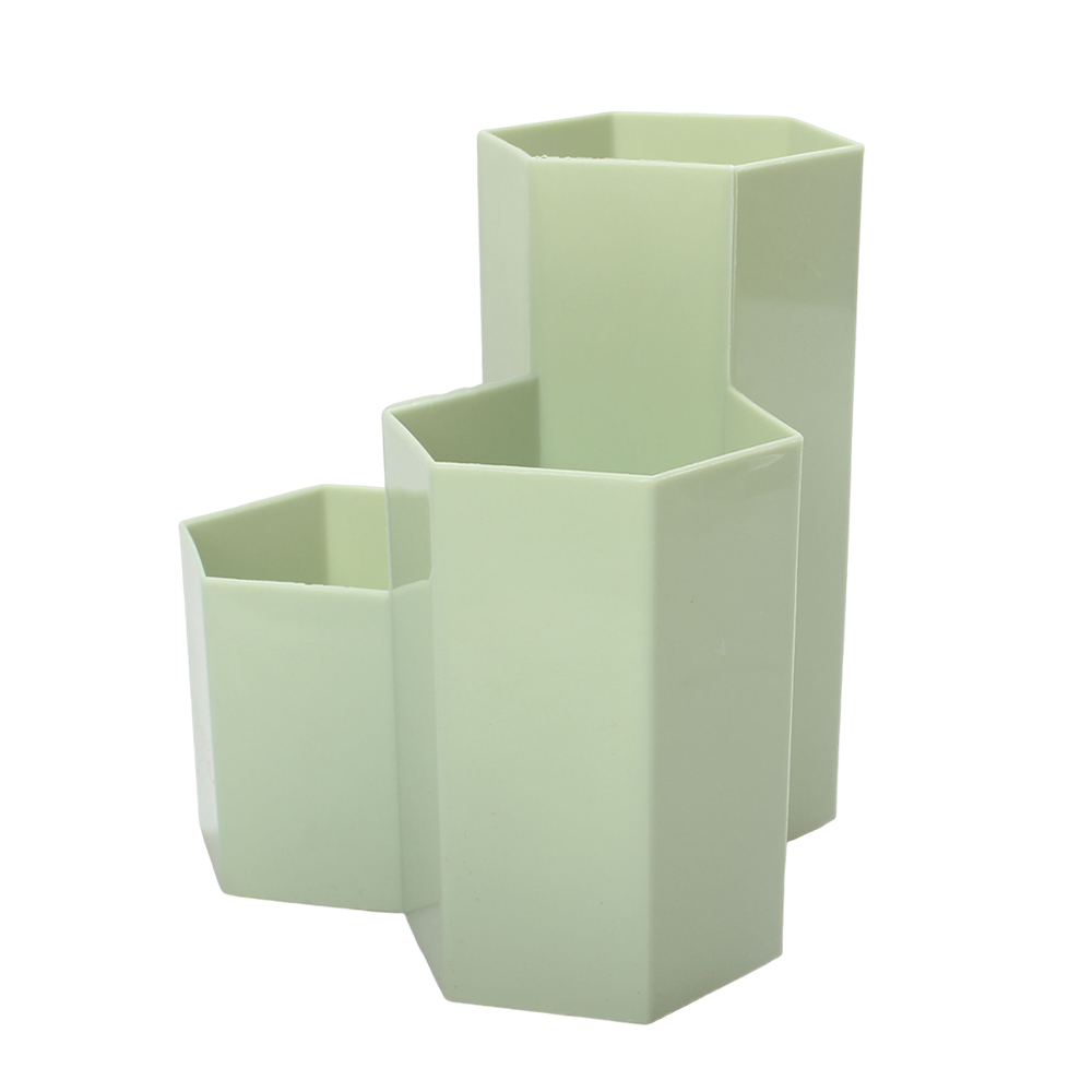 Ptaedex 3-Compartment Hexagon Organizers for stationery use, Desktop Pen Pencil Holder for Office, School Supplies and Makeup Brush Storage, Mint Green