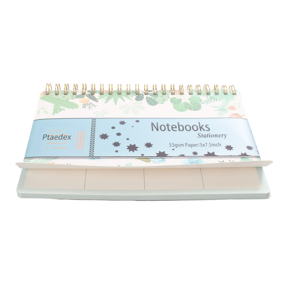 Ptaedex 3 Pack Spiral Notebooks Stationery Set, 5 x 7.5 Inch Botanical Cactus Design Journals with Gold Wire Binding, Small Portable Notepads for School, Office and Home Note Taking