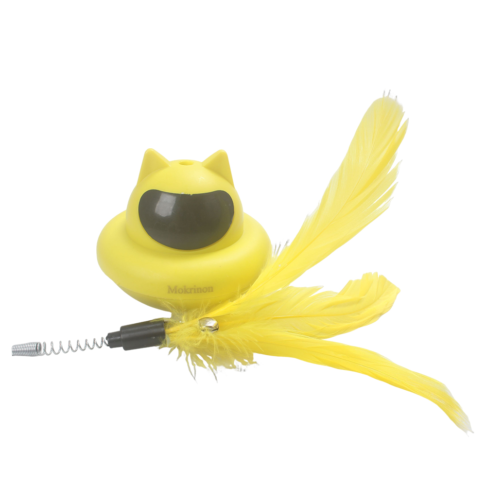 Mokrinon Interactive Cat Toy, Feather Spring Tumbler Pet Toys for Indoor Cats, Automatic Wobble Teaser for Exercise and Daily Entertainment at Home