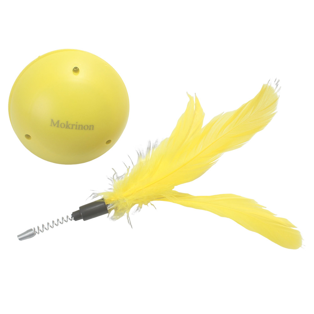 Mokrinon Interactive Cat Toy, Feather Spring Tumbler Pet Toys for Indoor Cats, Automatic Wobble Teaser for Exercise and Daily Entertainment at Home