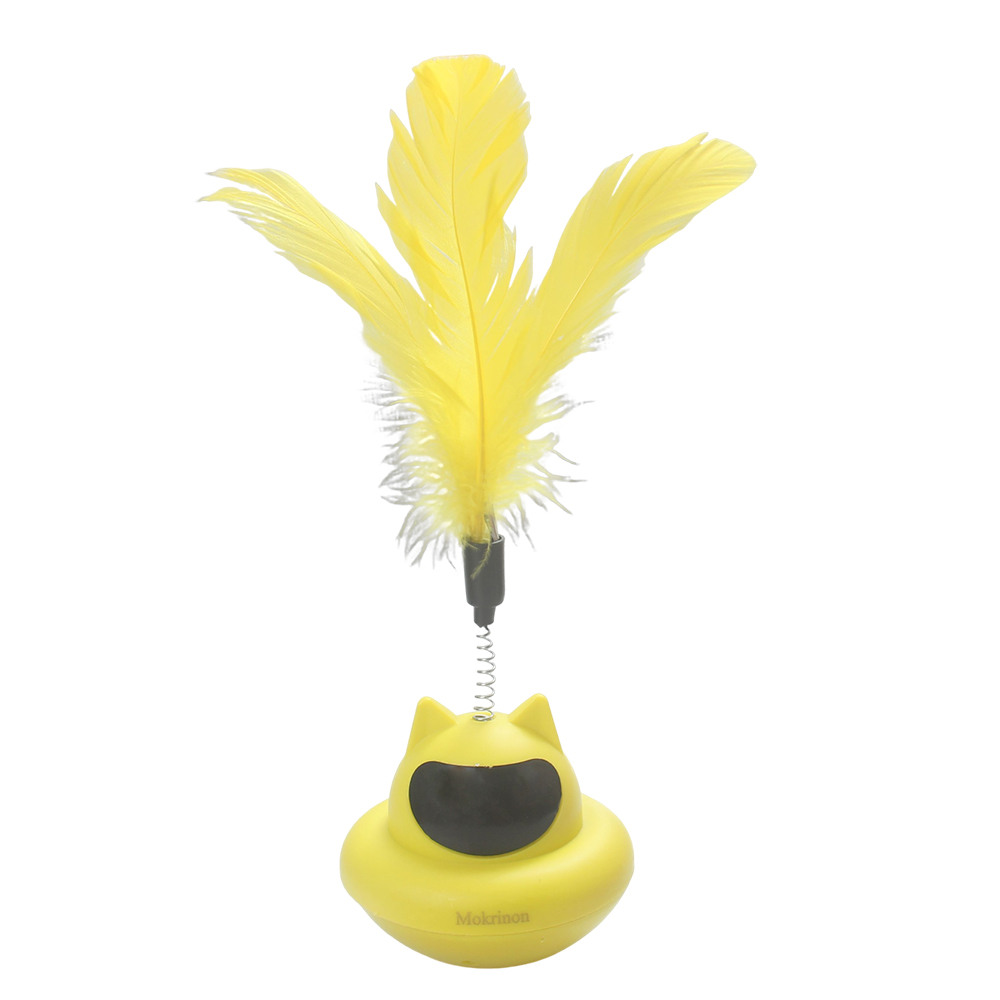 Mokrinon Interactive Cat Toy, Feather Spring Tumbler Pet Toys for Indoor Cats, Automatic Wobble Teaser for Exercise and Daily Entertainment at Home