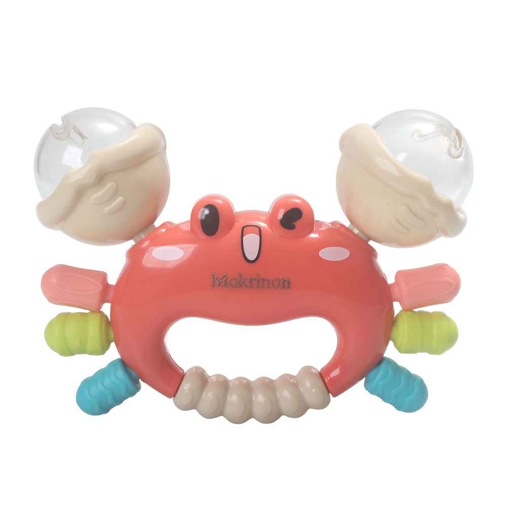 Mokrinon Sensory Infant Toys Crab Rattle for Toddlers, Early Learning Educational Toy with Visual & Auditory Stimuli, Lightweight Travel Toy Ideal for Stroller, Car Seat, and On-the-Go.