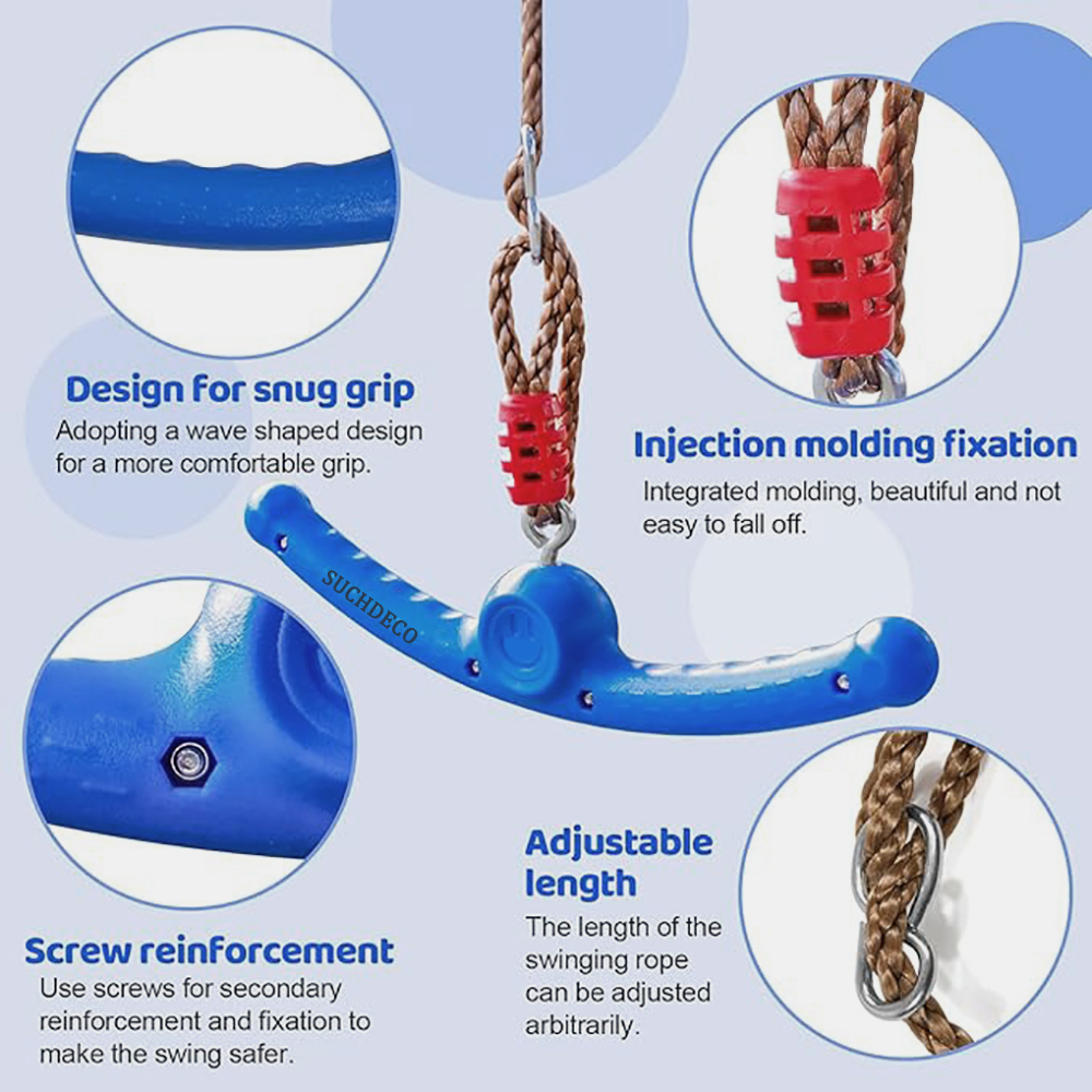 SUCHDECO Heavy Duty Kids Trapeze Swing with 360 Degree Rotation Swivel and Carabiner, Indoor & Outdoor Playground equipment - swing sets for Home Gym, Playground and Backyard Play
