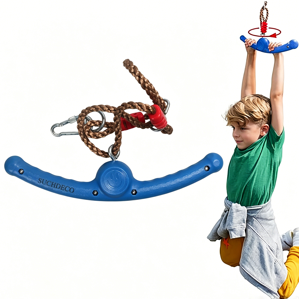 SUCHDECO Heavy Duty Kids Trapeze Swing with 360 Degree Rotation Swivel and Carabiner, Indoor & Outdoor Playground equipment - swing sets for Home Gym, Playground and Backyard Play