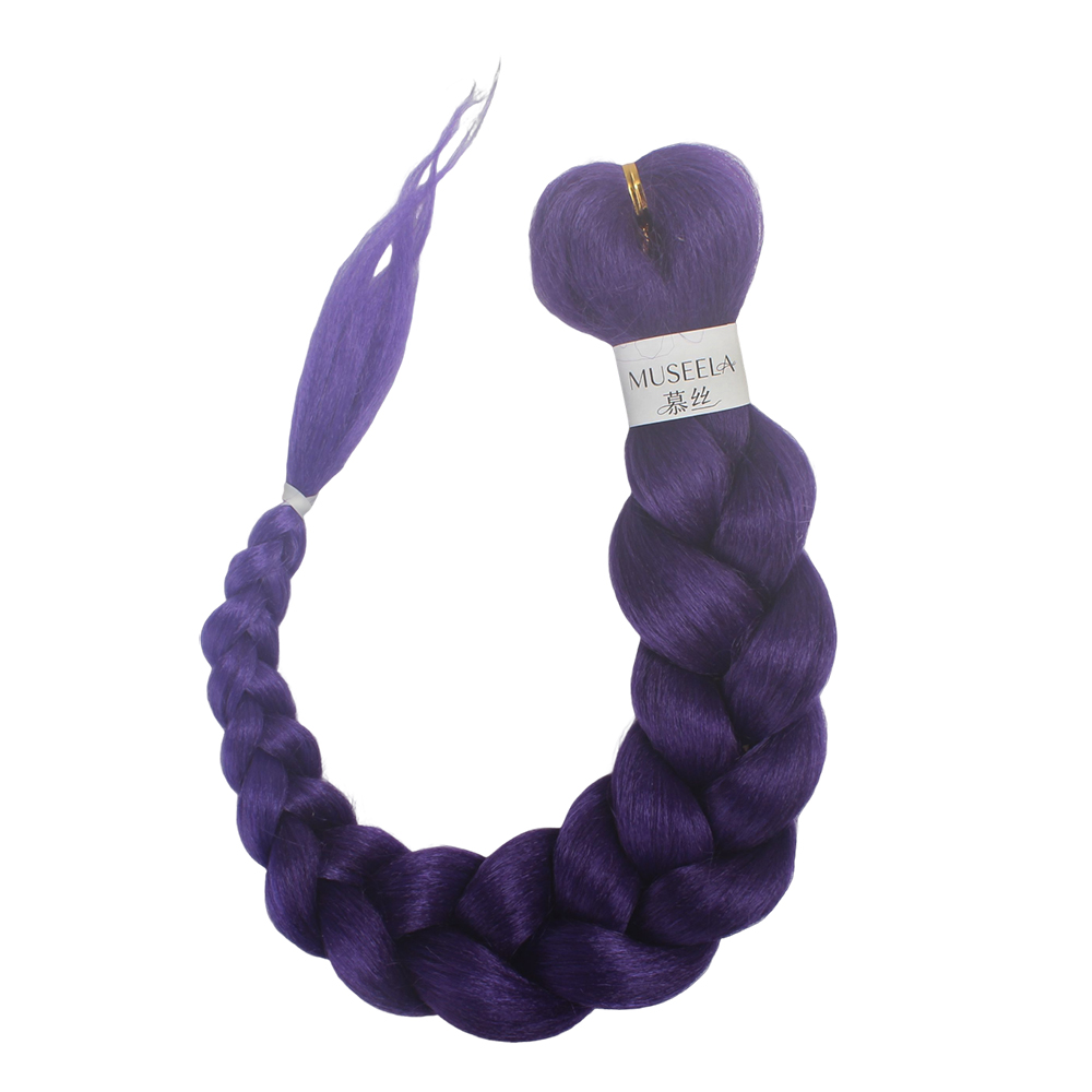 MUSEELA 慕丝 Purple Braiding Hair Wigs, 32 Inch High Temperature Synthetic Braids Hair Extensions for Daily Wear, Cosplay & Festival