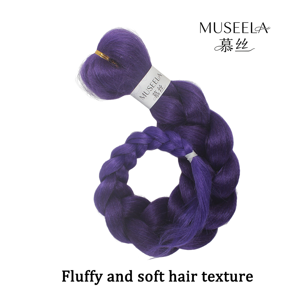 MUSEELA 慕丝 Purple Braiding Hair Wigs, 32 Inch High Temperature Synthetic Braids Hair Extensions for Daily Wear, Cosplay & Festival