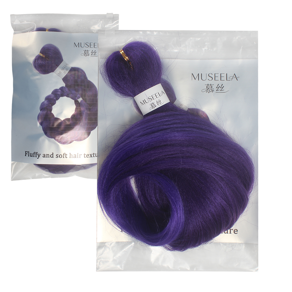MUSEELA 慕丝 Purple Braiding Hair Wigs, 32 Inch High Temperature Synthetic Braids Hair Extensions for Daily Wear, Cosplay & Festival
