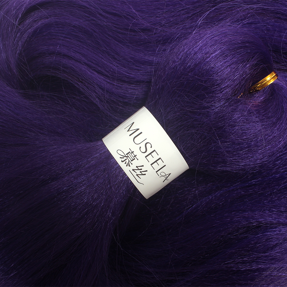 MUSEELA 慕丝 Purple Braiding Hair Wigs, 32 Inch High Temperature Synthetic Braids Hair Extensions for Daily Wear, Cosplay & Festival