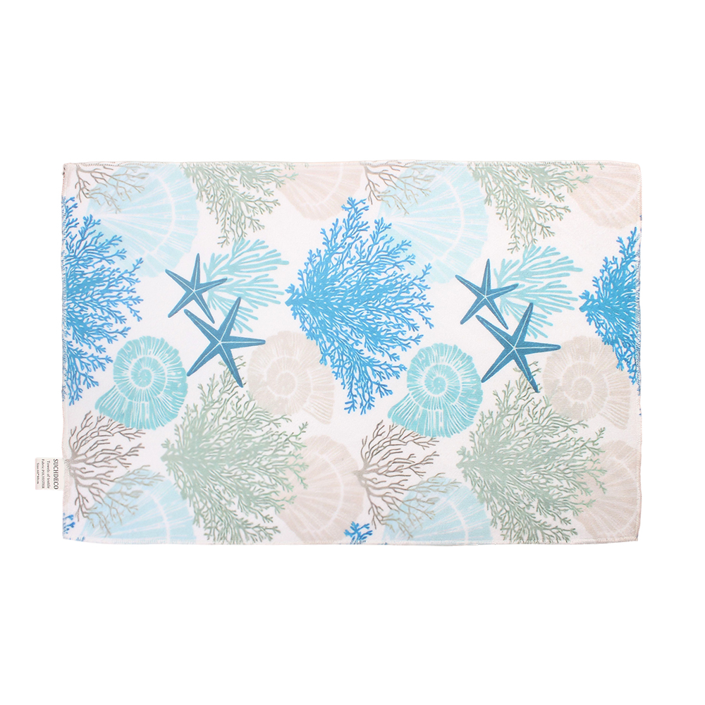 SUCHDECO Towels of Textile with Sea Life Pattern, 2-Piece Set Soft Quick Dry Hand Towels for Bathroom and Kitchen, Highly Absorbent Fingertip Towels for Guest Room
