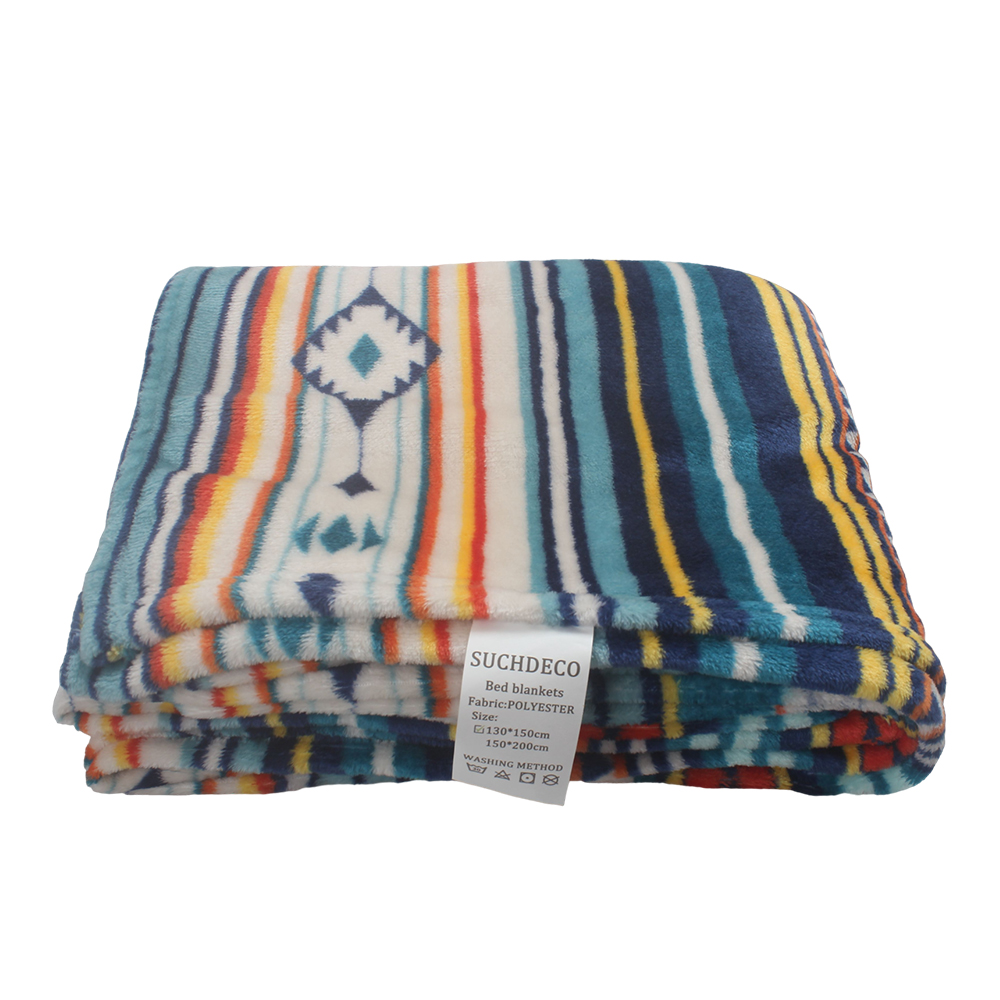SUCHDECO Soft Plush Bed Blankets, Bohemian Tribal Striped Decorative Throw Blanket for Sofa, Couch and Living Room, Lightweight Cozy Fleece Blanket