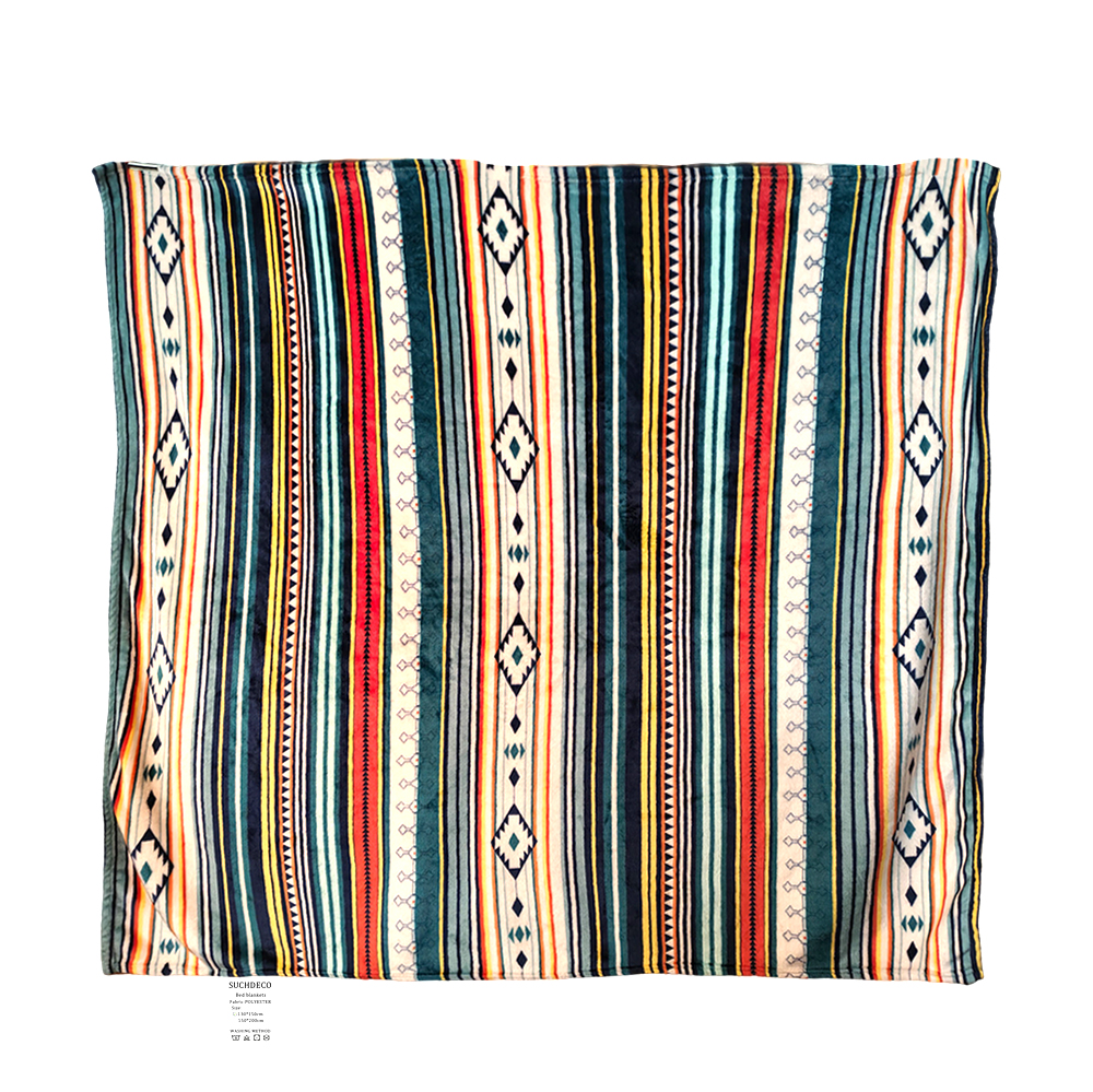 SUCHDECO Soft Plush Bed Blankets, Bohemian Tribal Striped Decorative Throw Blanket for Sofa, Couch and Living Room, Lightweight Cozy Fleece Blanket