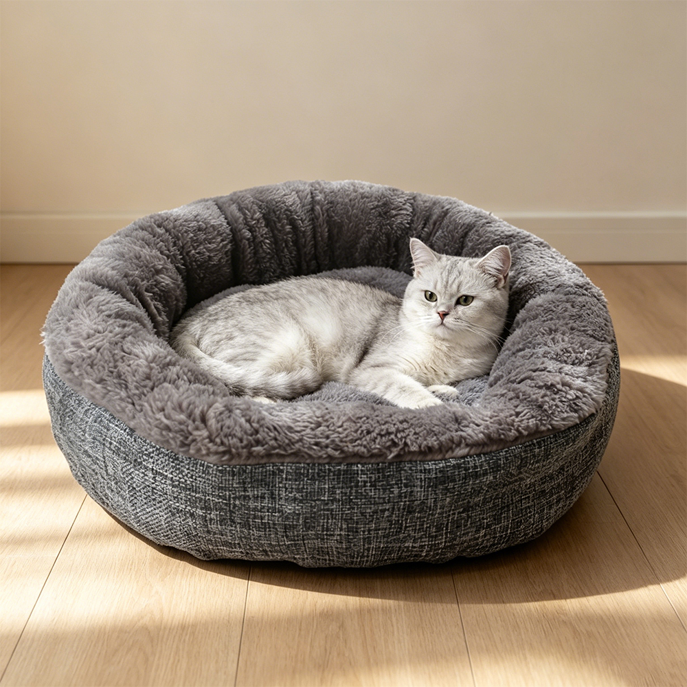Wilnara Soft Plush Calming Dog Bed, Round Donut Cuddler Beds for household pets, Small Dogs & Cats Washable Pet Cushion for Bedroom and Living Room Use