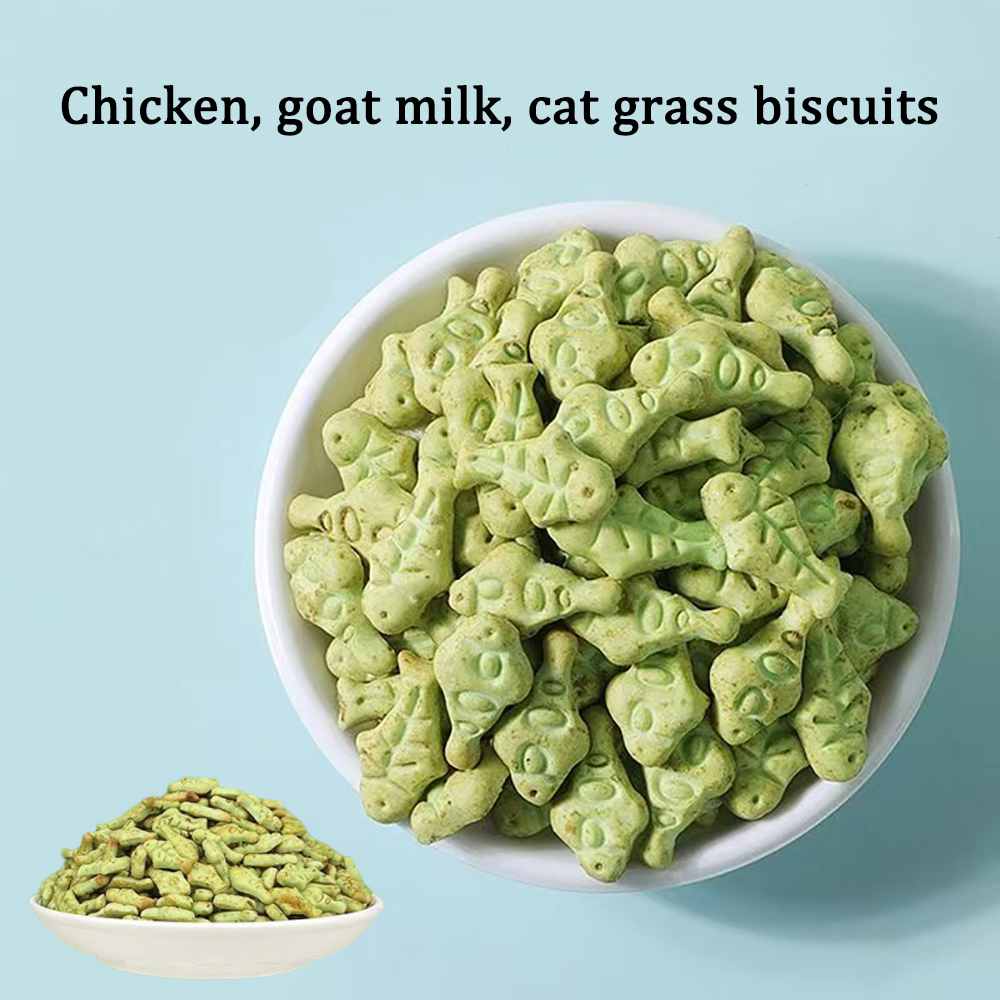 Gryzan Edible Pet Treats, Natural Cat Grass Biscuits for Hairball Removal & Digestion, Fish-Shaped Healthy Snacks for Indoor Cats and Kittens, Daily Reward Supplement