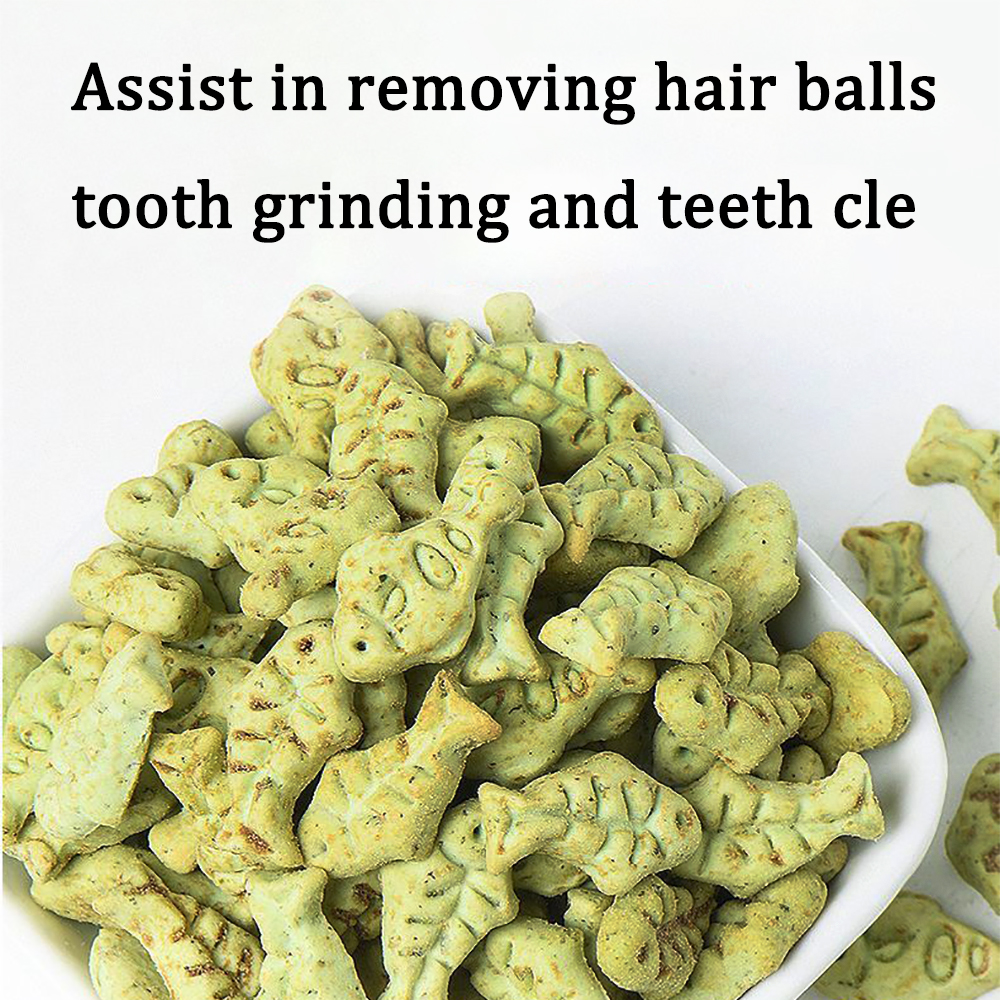 Gryzan Edible Pet Treats, Natural Cat Grass Biscuits for Hairball Removal & Digestion, Fish-Shaped Healthy Snacks for Indoor Cats and Kittens, Daily Reward Supplement