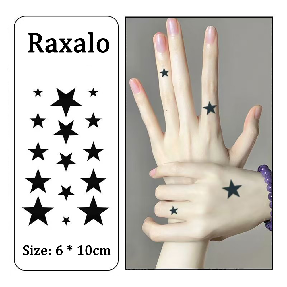 Raxalo 50 Sheets Black Temporary Tattoo Transfers, Assorted Tribal & Star Designs for Kids & Adults, Waterproof Long Lasting Body Art for Birthday Party Favors, Festivals, and Cosplay