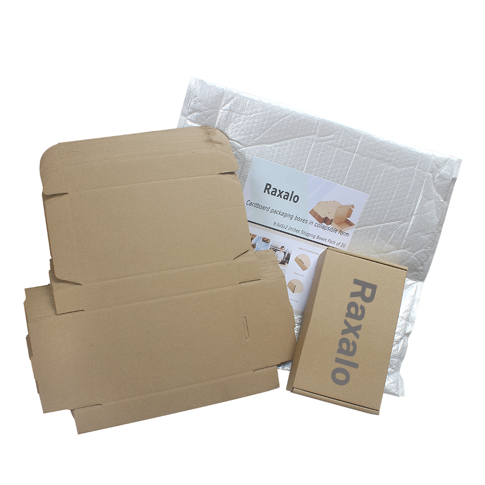 Raxalo Cardboard packaging boxes in collapsible form, 20 Pcs Easy Assemble Foldable Shipping Boxes for Cosmetics, Jewelry and Small Goods Mailing