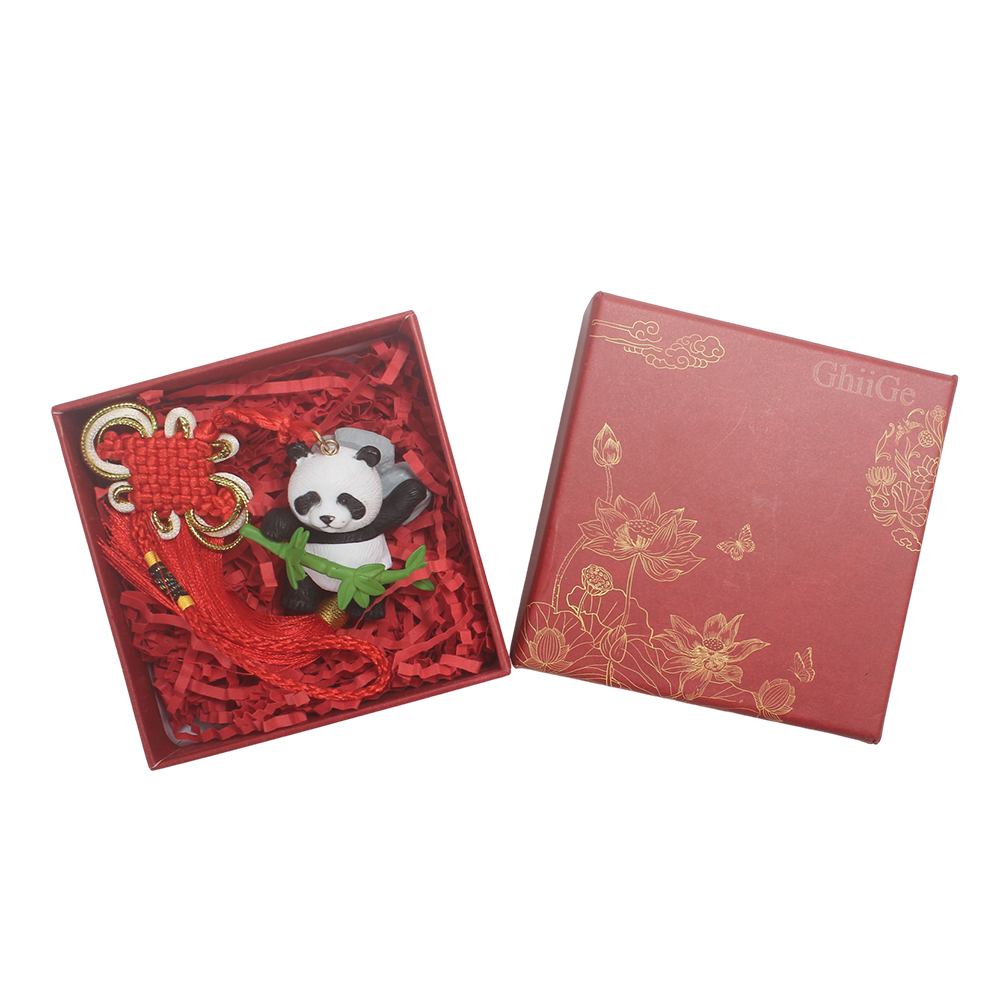 ChiiGe Chinese New Year Panda China Ornaments with Gift Box, Red Knot Tassel Lucky Charms for Spring Festival Home Decor, Door Hanging, and Festive Wall Art.