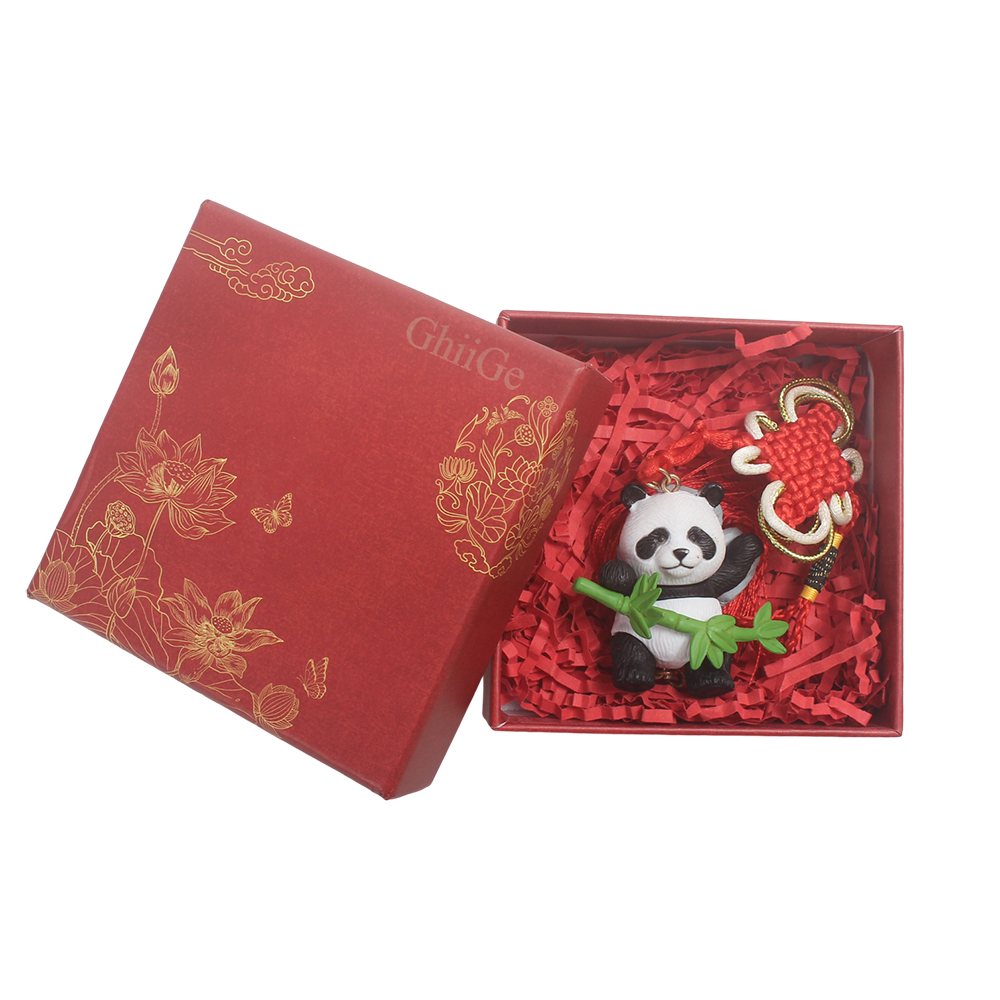 ChiiGe Chinese New Year Panda China Ornaments with Gift Box, Red Knot Tassel Lucky Charms for Spring Festival Home Decor, Door Hanging, and Festive Wall Art.