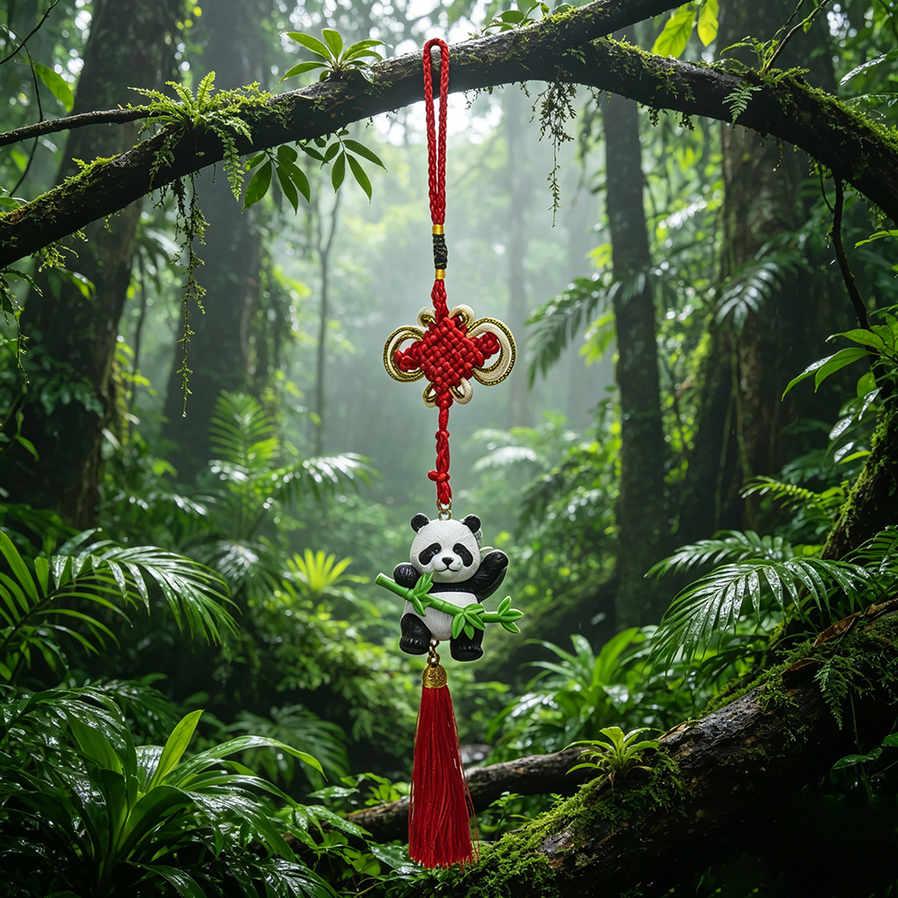 ChiiGe Chinese New Year Panda China Ornaments with Gift Box, Red Knot Tassel Lucky Charms for Spring Festival Home Decor, Door Hanging, and Festive Wall Art.