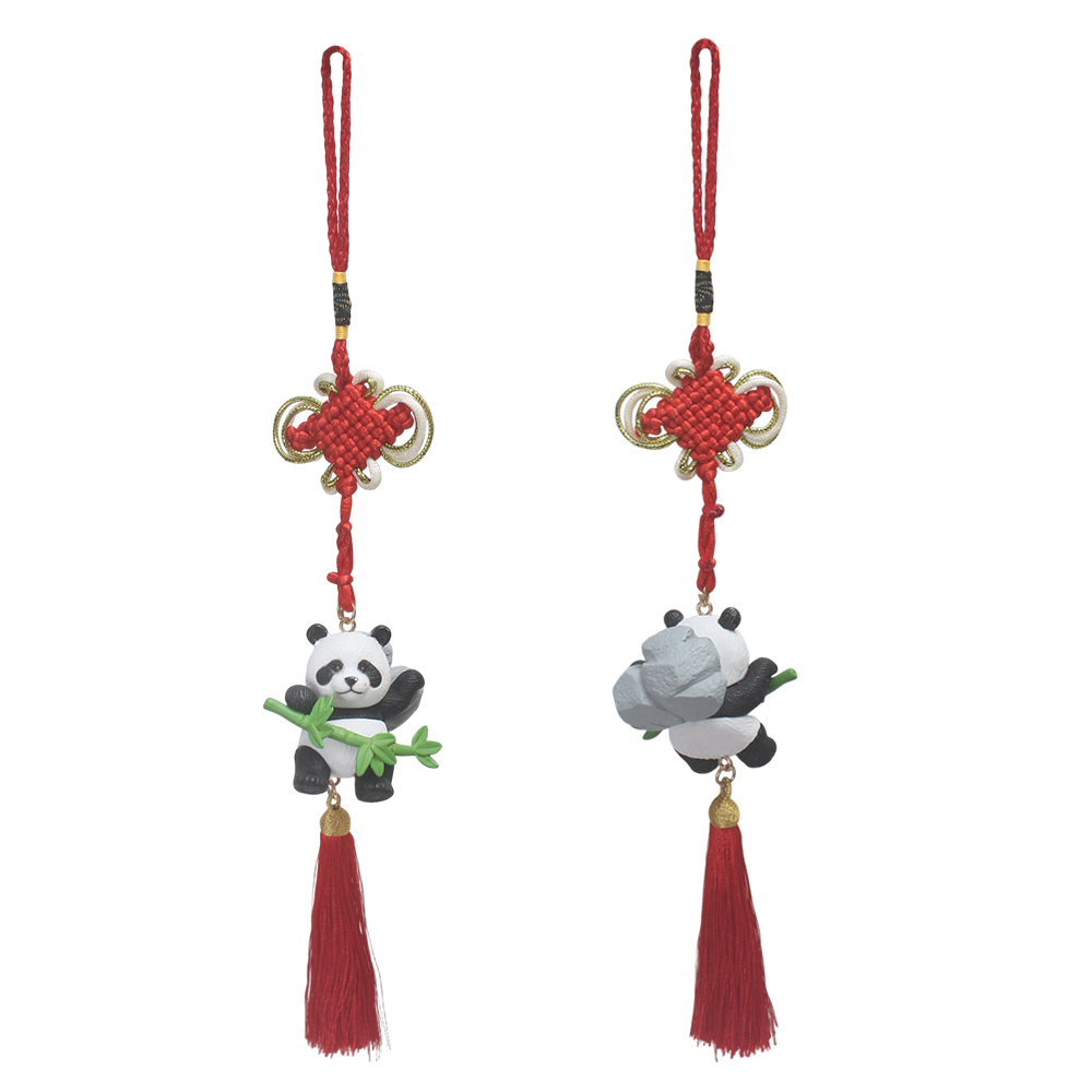 ChiiGe Chinese New Year Panda China Ornaments with Gift Box, Red Knot Tassel Lucky Charms for Spring Festival Home Decor, Door Hanging, and Festive Wall Art.