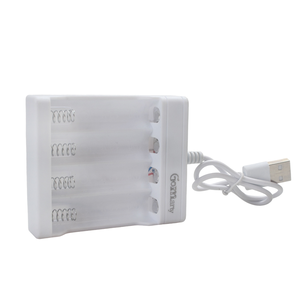 Gomarty USB Battery Chargers with 4 Independent Slots, Fast Charging Base for 5A 7A Batteries, Perfect for Wireless Mouse, Keyboards and Office Electronics