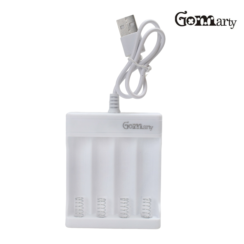 Gomarty USB Battery Chargers with 4 Independent Slots, Fast Charging Base for 5A 7A Batteries, Perfect for Wireless Mouse, Keyboards and Office Electronics