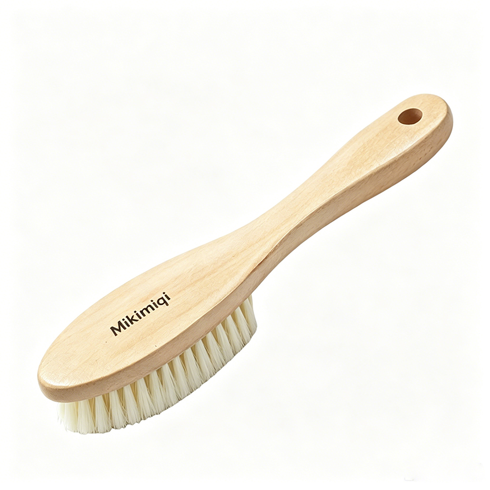 Mikimiqi Soft Bristle Dusting Brush with Long Wood Handle, Cleaning brushes for household use for Computer Keyboard, Camera Lens, and Car Interior Detailing, Scratch-Free Duster