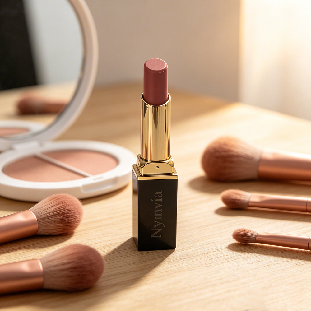 Nymvia Matte Lipstick Long Lasting Moisturizing Lip Stick in Muted Rose Bean Paste Color for Daily Office Wear and Casual Outings