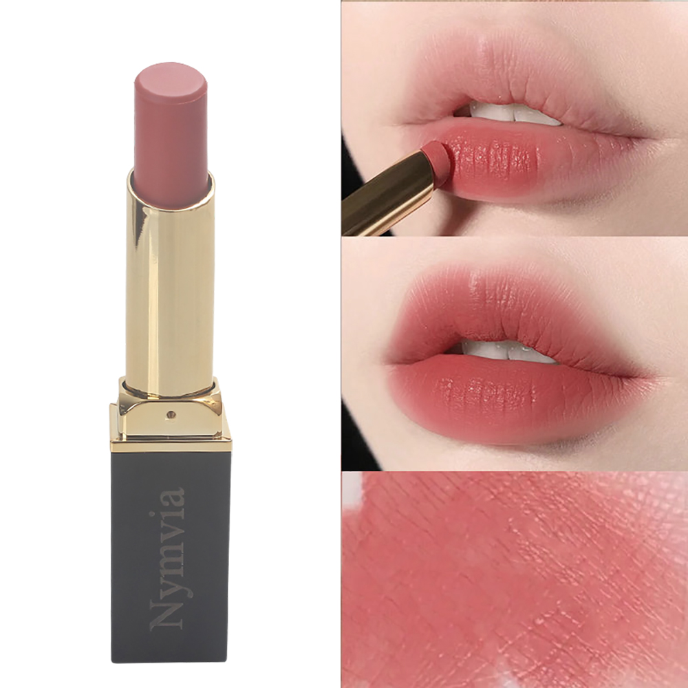 Nymvia Matte Lipstick Long Lasting Moisturizing Lip Stick in Muted Rose Bean Paste Color for Daily Office Wear and Casual Outings
