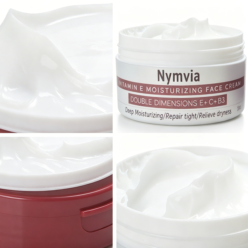 Nymvia Vitamin E Moisturizing Facial Cream with Vitamin C & B3, Deep Hydrating Face Moisturizer for Dry Skin, Repairing & Relieving Tightness, Daily Skin Care for Women & Men, 100g