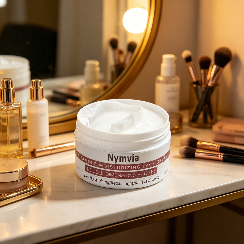 Nymvia Vitamin E Moisturizing Facial Cream with Vitamin C & B3, Deep Hydrating Face Moisturizer for Dry Skin, Repairing & Relieving Tightness, Daily Skin Care for Women & Men, 100g