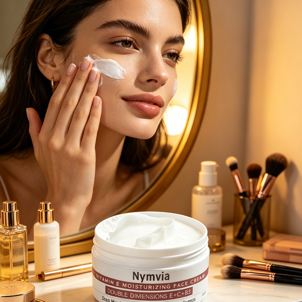 Nymvia Vitamin E Moisturizing Facial Cream with Vitamin C & B3, Deep Hydrating Face Moisturizer for Dry Skin, Repairing & Relieving Tightness, Daily Skin Care for Women & Men, 100g