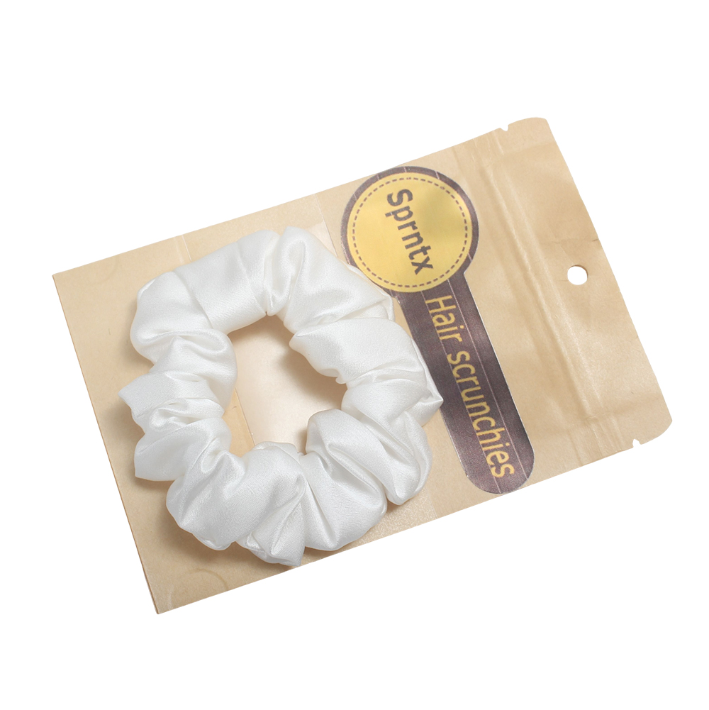 Sprntx 2 Pack White Silk Satin Hair Scrunchies, No Damage Elastic Hairbands for Women & Girls, Soft Hair Ties for Sleep, Daily Wear and Ponytails