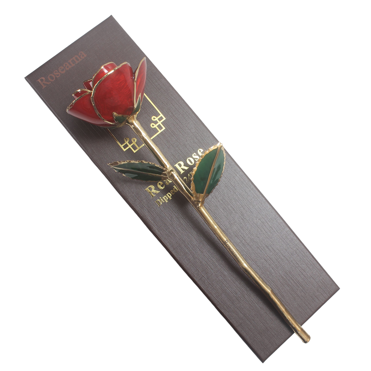 Rosearna 24K Gold Dipped Rose, Handcrafted Real Rose with Stand & Gift Box, Eternal Artificial Flowers for Anniversary, Romantic Valentine's Day Birthday Gift for Wife Girlfriend.