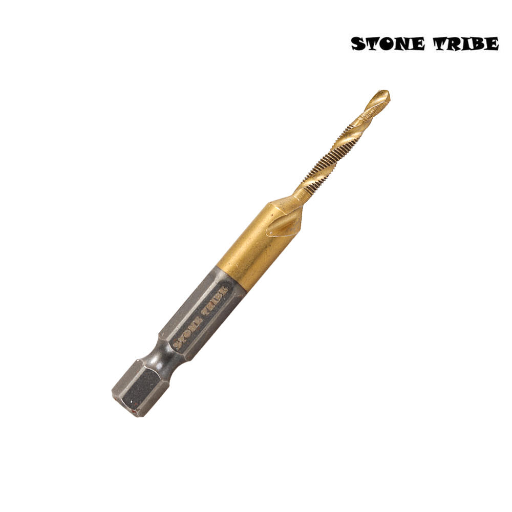 STONE TRIBE Power Drill Bits, HSS Titanium Coated Drill and Tap Bit, M3 x 0.5 Thread Size 1/4" Hex Shank, One-Step Drilling & Tapping for Tapping Aluminum, Stainless steel, Bronze, Hard Plastics