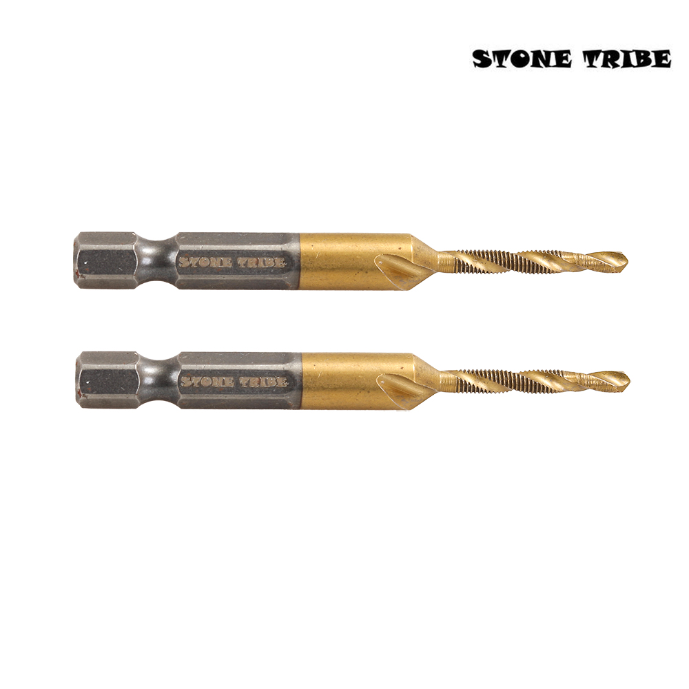 STONE TRIBE Power Drill Bits, HSS Titanium Coated Drill and Tap Bit, M3 x 0.5 Thread Size 1/4" Hex Shank, One-Step Drilling & Tapping for Tapping Aluminum, Stainless steel, Bronze, Hard Plastics