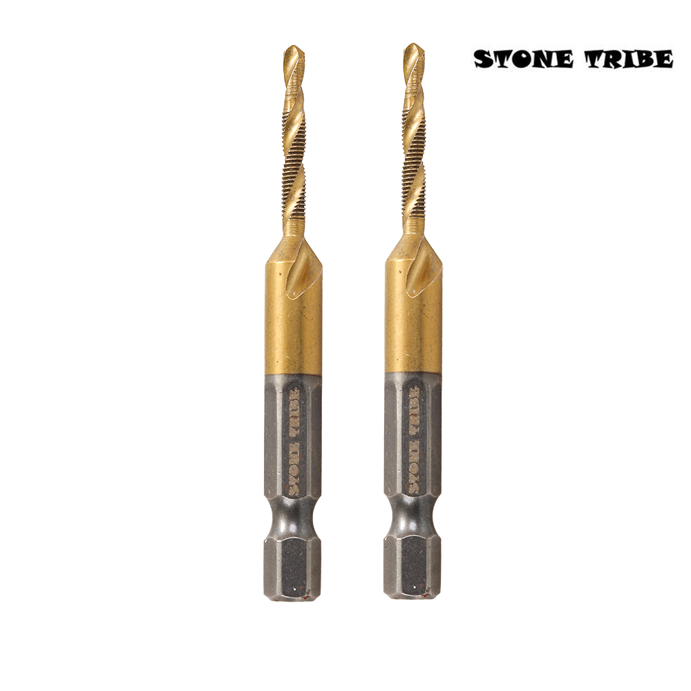 STONE TRIBE Power Drill Bits, HSS Titanium Coated Drill and Tap Bit Set with 1/4" Hex Shank, One-Step Drilling & Tapping for Soft Metal, Aluminum, and Wood DIY Projects.