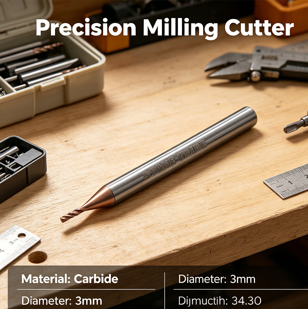 STONE TRIBE 2PCS Tungsten Steel Milling Cutters,1mm Square, TiSiN Coated 4 Flutes, Cuts Hardened Steel/Stainless/Cast Iron, 4mm Shank, 1/8" Cut Length, 2" Overall, HRC50