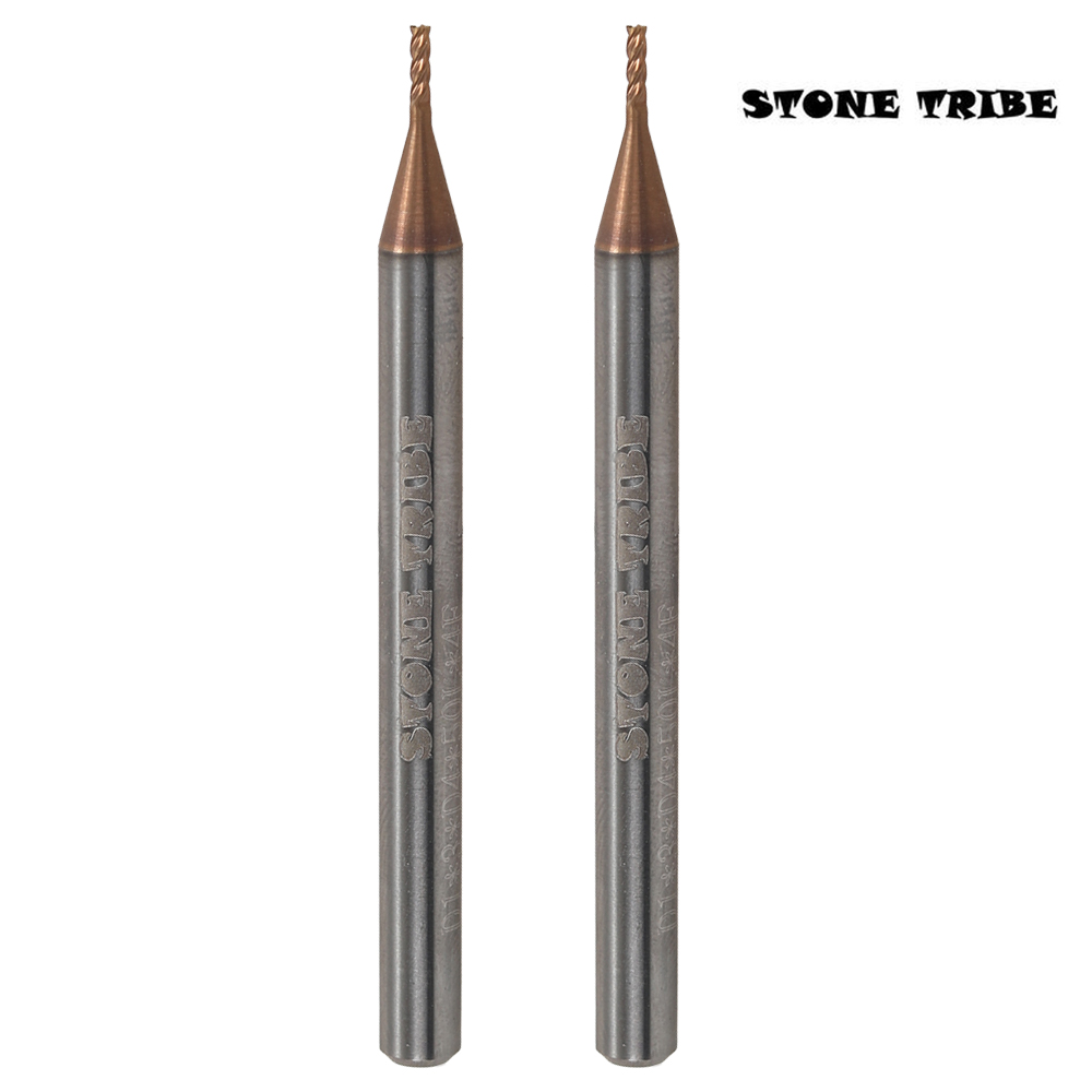 STONE TRIBE 2PCS Tungsten Steel Milling Cutters for CNC Stone Engraving, High Precision Carbide End Mills for Jewelry Carving, Metalworking and DIY Crafting