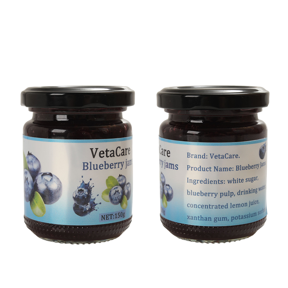 VetaCare Blueberry Jams 150g Jar - Natural Fruit Spread for Breakfast Toast, Bread, and Bagels