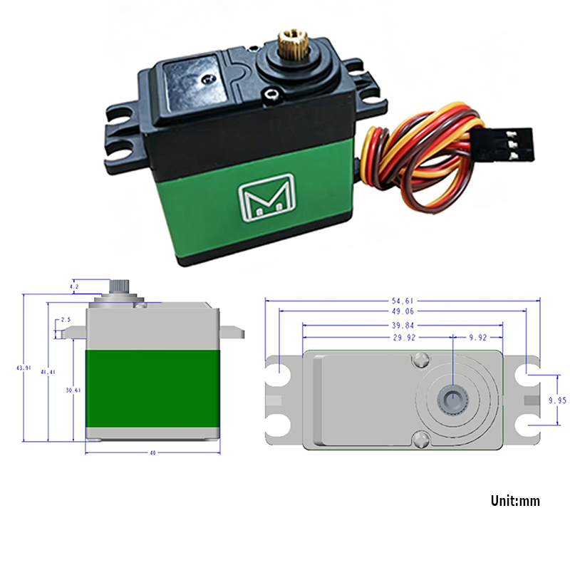 M High-Performance 25KG Waterproof Servo Motor with Metal Gears, 180° Control Angle, for RC Cars, Boats, Helicopters, DIY,Green