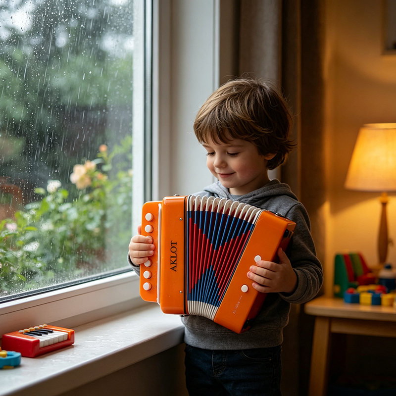 AKLOT Kids Accordion, 10 Keys Small Musical Instruments for Children, Portable Mini Button Accordion for Early Learning Education and Toddler Development at Home