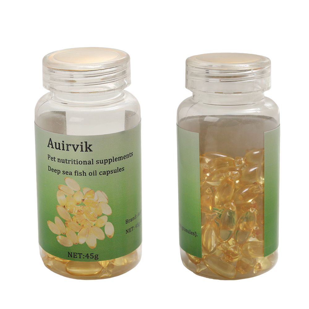 Auirvik Deep Sea Fish Oil Softgels, Vitamins and dietary food supplements for animals for Skin and Coat Health, Omega-3 Joint Support for Dogs and Cats, 45g