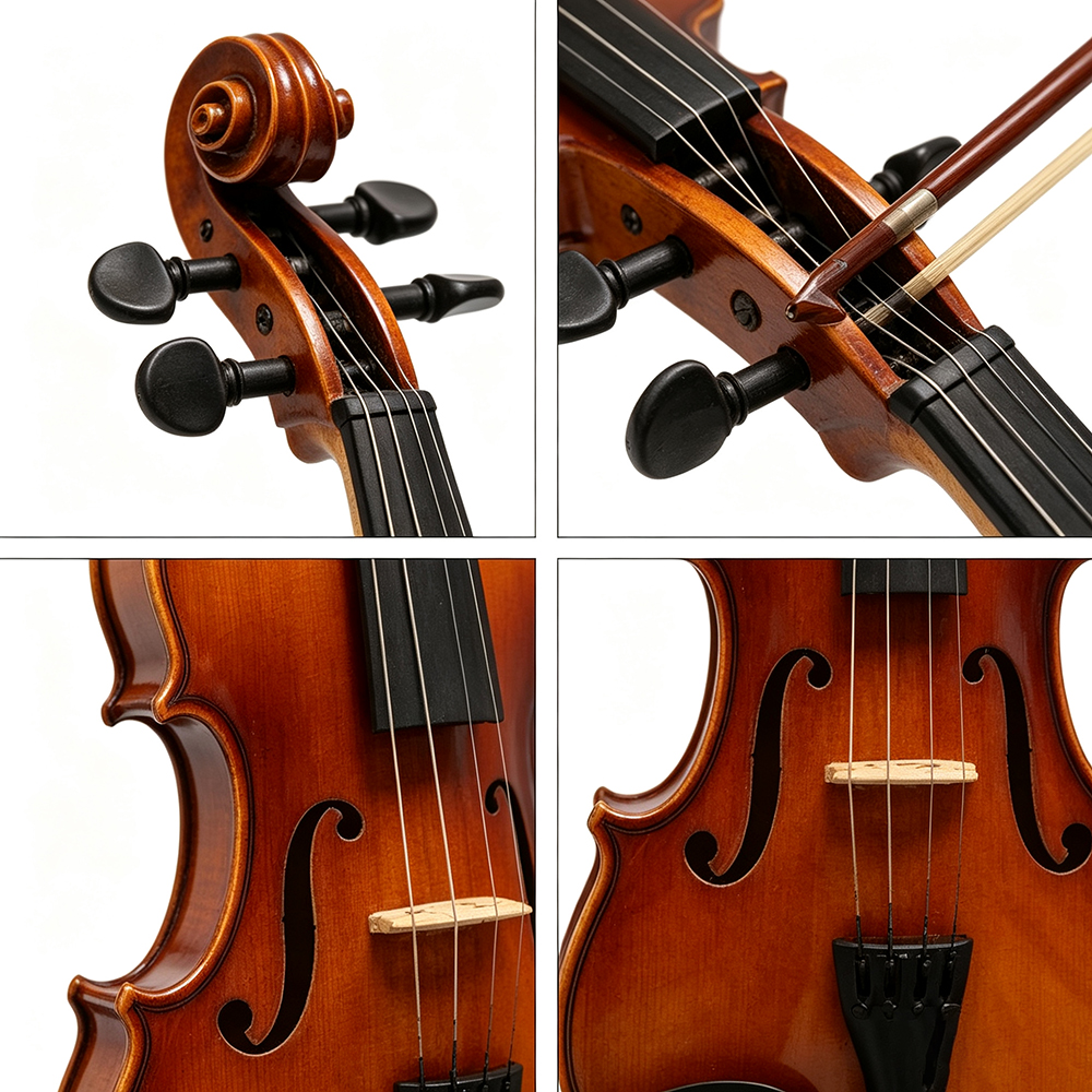 AKLOT 4/4 Full Size Violins Outfit for Beginners and Students, Solid Wood Acoustic Violin with Bow, Perfect for School Practice, Music Lessons, and Grading Exams.