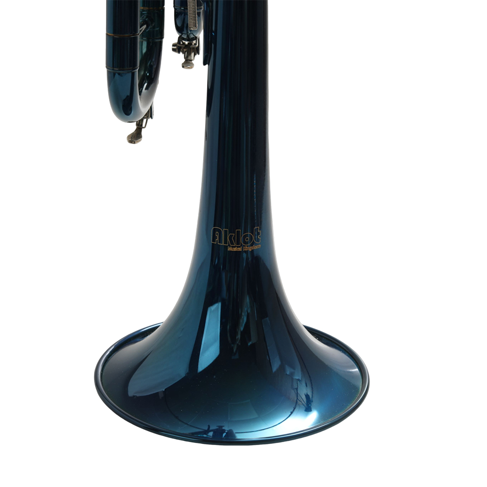 AKLOT Blue Bb Trumpet Standard Trumpet Set for Beginners and Students, High-Quality Lacquered Musical Instrument with Hard Case and Accessories for School Band Practice and Music Lessons ﻿